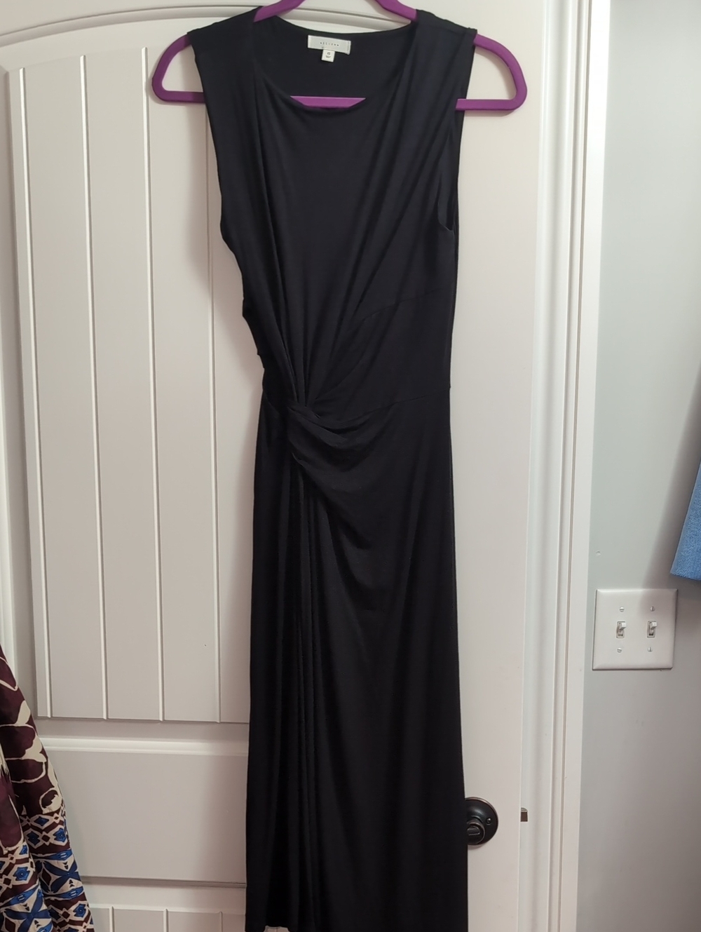 Sleeveless Black Twist-Front Maxi Dress